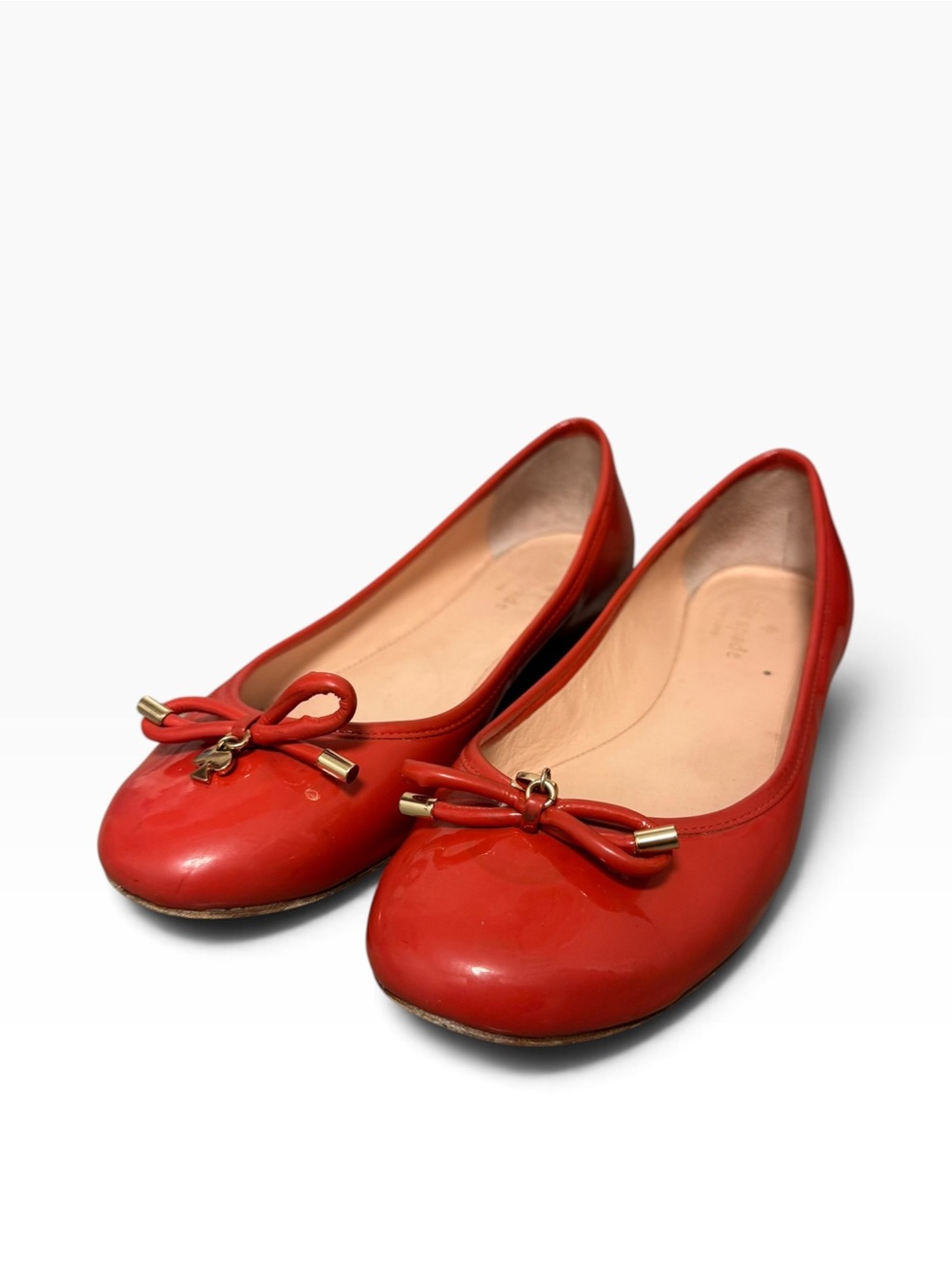 KATE SPADE Women’s Willa Patent Leather Bow + Charm Ballet Flats - Red, Sz 8